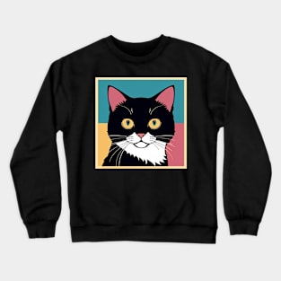 Black Tuxedo Cat Graphic Crewneck Sweatshirt